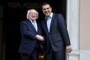 Στο Μαξίμου ο πρόεδρος της Ιρλανδίας - Τη σημασία της κοινωνικής Ευρώπης τόνισαν Χίγκινς και Τσίπρας