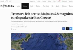 Ο σεισμός 5,8R στις Στροφάδες έγινε αισθητός μέχρι τη Μάλτα