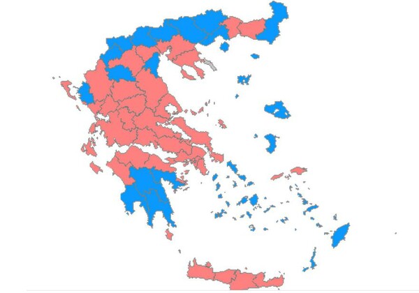 Ροζ σχεδόν όλη η Ελλάδα