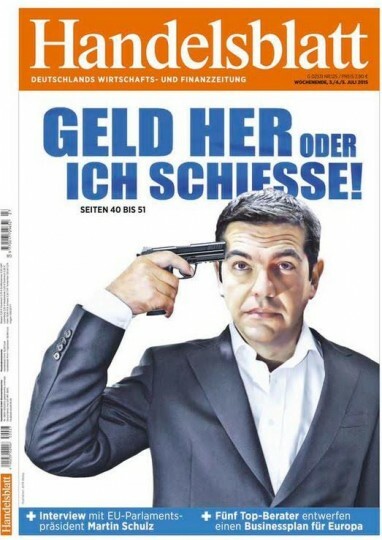 Πρωτοσέλιδο της Handelsblatt: Ο Τσίπρας με το πιστόλι στον κρόταφο