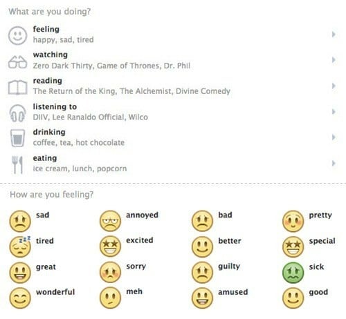 Τα νέα emoticons στο status update του Facebook
