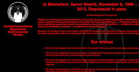 Οι Anonymous χάκαραν τον ιστότοπο του MIT εις μνήμην του Aaron Swartz