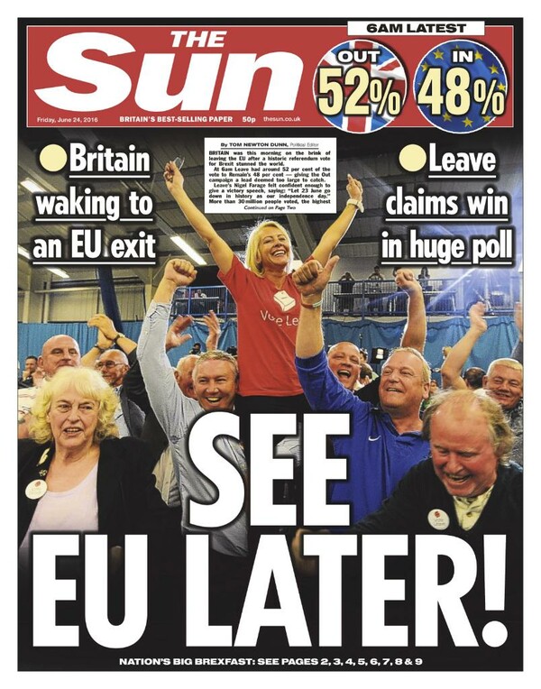 Τα πρωτοσέλιδα των βρετανικών εφημερίδων μετά το Brexit