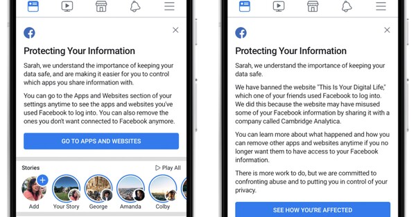 Το Facebook ενημερώνει από σήμερα τα θύματα της διαρροής δεδομένων στην Cambridge Analytica