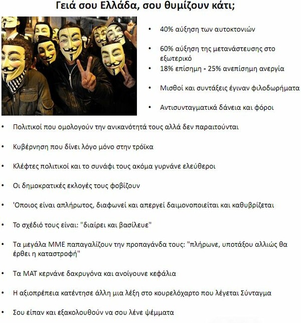 Νέο μήνυμα προς Έλληνες από τους Anonymous