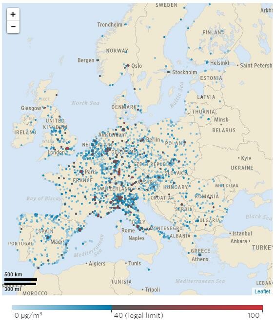 Χάρτης: Η ρύπανση των ντιζελοκίνητων στην Ευρώπη και την Ελλάδα