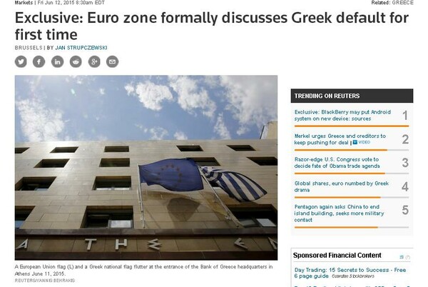 Reuters: Στο Euroworking Group συζήτησαν επίσημα για πρώτη φορά ελληνική χρεοκοπία