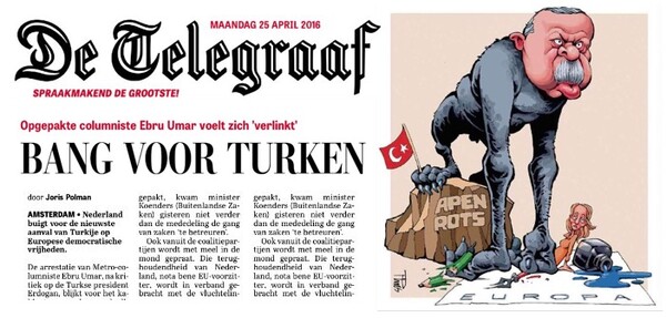 Ολλανδία: Ο Ερντογάν ως πίθηκος στο εξώφυλλο της «De Telegraaf»