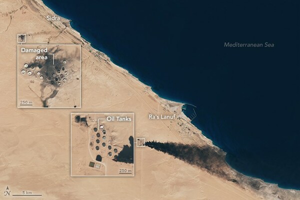 Πυκνός καπνός από τις πυρκαγιές πετρελαίου πάνω από τη Λιβύη- Σοκάρουν οι εικόνες της NASA