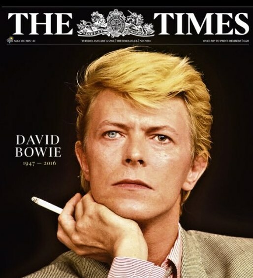 15 εντυπωσιακά σημερινά πρωτοσέλιδα που αναφέρονται στο θάνατο του Bowie - Τα καλύτερα: Guardian και Times