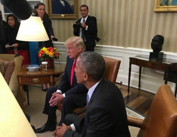 Η πρώτη συνάντηση του Τραμπ με τον Ομπάμα στον Λευκό Οίκο