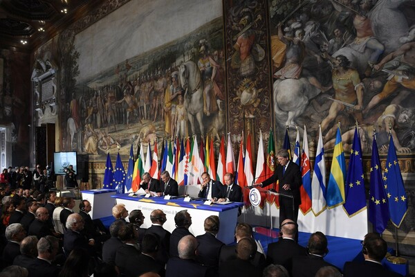 Οι 27 ηγέτες της Ε.Ε υπέγραψαν τη Διακήρυξη της Ρώμης