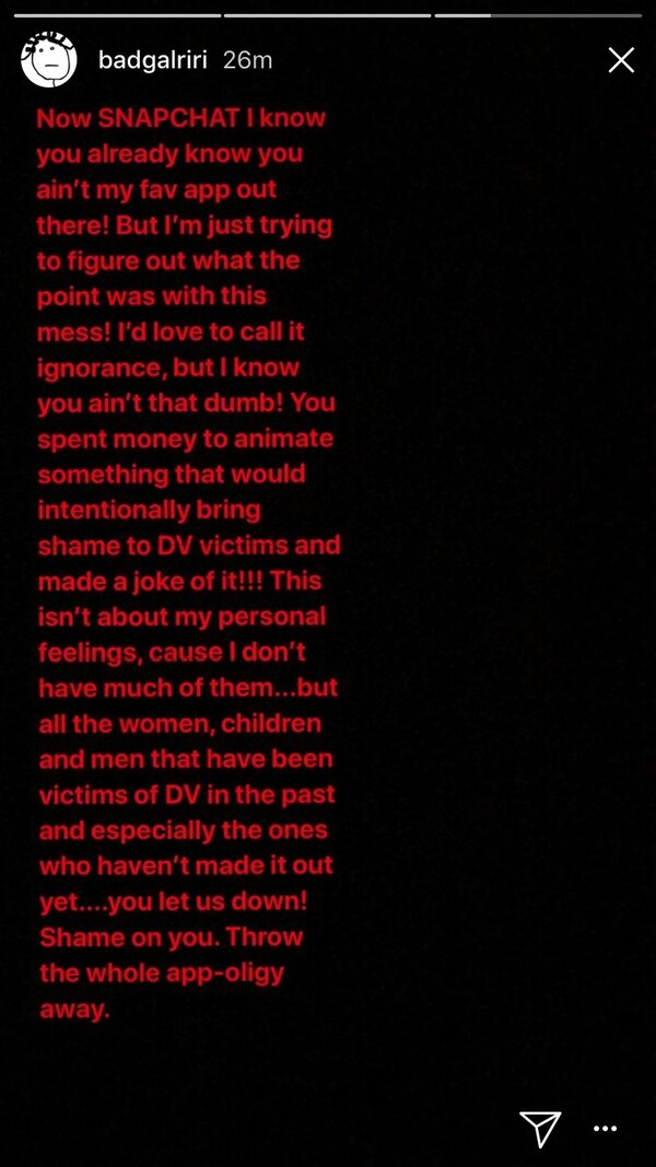 Η Ριάνα δεν δέχεται τη συγγνώμη του Snapchat και ζητά από τους θαυμαστές της να το διαγράψουν