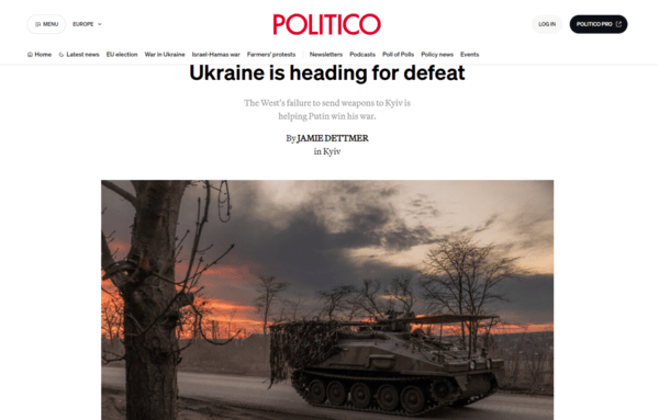 Ανάλυση Politico: Η Ουκρανία οδεύει προς την ήττα- Ο Πούτιν όλο και πιο κοντά στο στόχο του