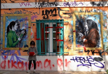 Ένα απο τα μοναδικά έργα του Bleeps σε τοίχο της Αθήνας 