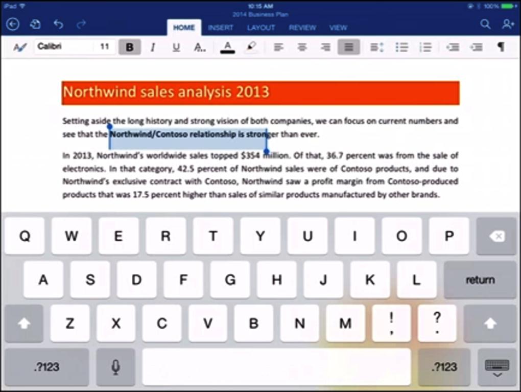 MS Word for iPad