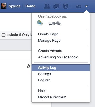 Κάνε κλικ στο 'Activity Log' ή "ιστορικό ενεργειών' για να δεις τι έκανες στο Facebook