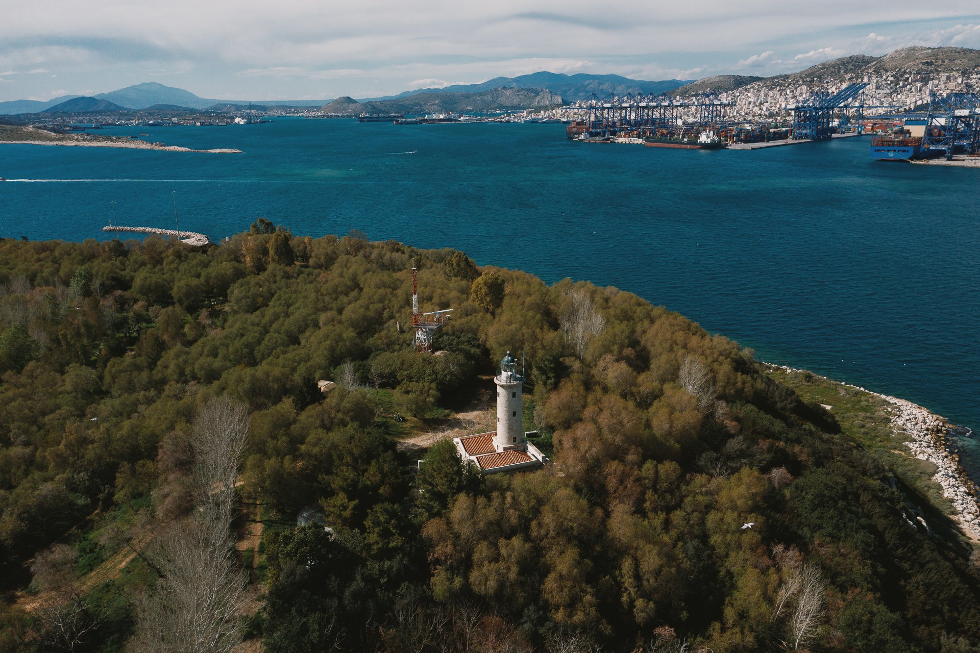 Ψυττάλεια φάρος αεροφωτογραφία