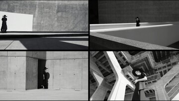 Ένα μονοχρωματικό παραμύθι μόδας σε μπρουταλιστικό αρχιτεκτονικό φόντο