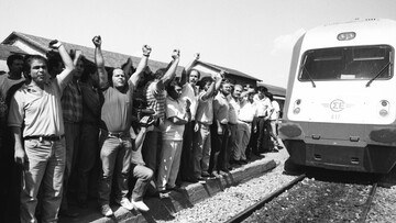 Σταθμός Λαρίσης, 1990. Απεργία κατά της προσπάθειας ιδιωτικοποίησης του ΟΣΕ.