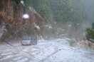 Χαλάζι και καταιγίδες στα Τζουμέρκα - Το έστρωσε και έκλεισε δρόμος από χείμαρρο