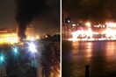 Αντιεξουσιαστές σταμάτησαν τρόλεϊ έξω απ' το Πολυτεχνείο, κατέβασαν τους επιβάτες και το έκαψαν