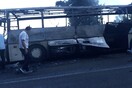 Λεωφορείο έπιασε φωτιά εν κινήσει στην Λευκάδα - ΦΩΤΟΓΡΑΦΙΕΣ