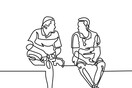 two men talking drawing