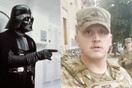 Star Wars στους δρόμους της Ουάσινγκτον: Διαδηλωτής ακολουθεί στρατιώτες με το θέμα του Νταρθ Βέιντερ