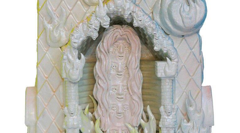 Mamali Shafahi, Phantasmagoria, 2023, Car paint and flocking on epoxy, 91 x 102 x 28 cm.