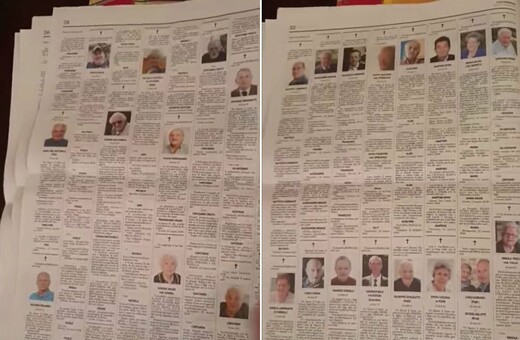 10 σελίδες αγγελτήρια θανάτου στην τοπική εφημερίδα L’Eco di Bergamo