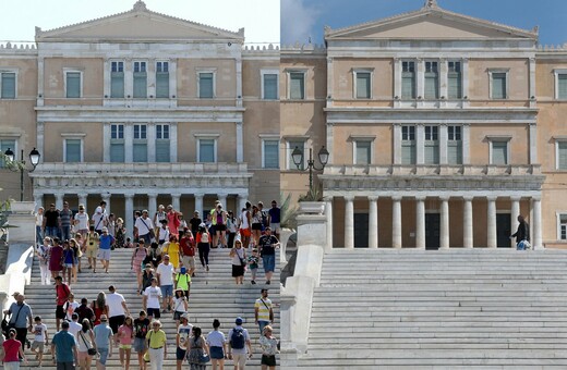 «Απόκοσμη πόλη»: Φωτογραφίες από την Αθήνα πριν και μετά το lockdown