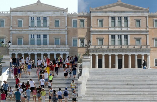 «Απόκοσμη πόλη»: Φωτογραφίες από την Αθήνα πριν και μετά το lockdown