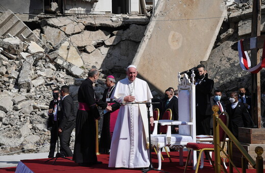 Pope Francis visits Iraq's ruined city of Mosul,