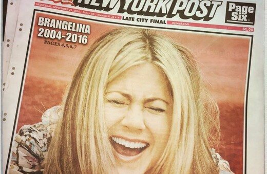 Το πιο μοχθηρό εξώφυλλο για το διαζύγιο Πιτ - Τζολί ανήκει στη New York Post
