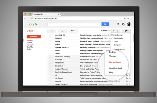 Google: Ενεργά add-ons μέσα στο Gmail