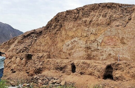 Archaeologists identify 3,200-year-old temple mural of spider god in Peru