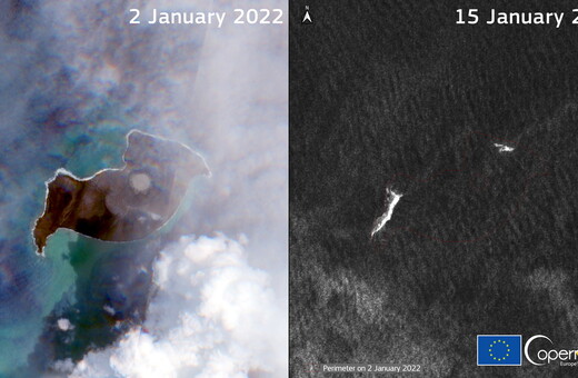 Tonga volcano: first pictures after eruption show islands blanketed in ash, as two deaths confirmed