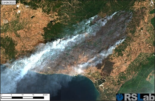 Δορυφορικές εικόνες των καμένων εκτάσεων στην Αλεξανδρούπολη