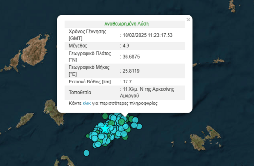 Σεισμός 4,9 Ρίχτερ στην Αμοργό