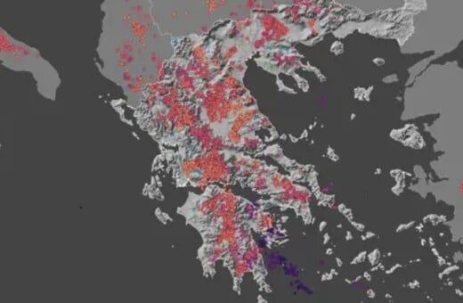 Ο χάρτης με τους 6.000 κεραυνούς που καταγράφηκαν τις τελευταίες ώρες