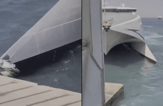 Πάρος: Η στιγμή που πλοίο προσκρούει στην προβλήτα του λιμανιού