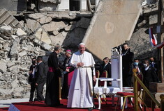 Pope Francis visits Iraq's ruined city of Mosul,