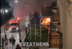 Χαλκίδα: Φωτιά σε μαγαζί κατά τη διάρκεια πανηγυρισμών για τη νίκη του Ολυμπιακού