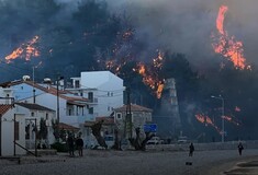 Φωτιά στη Σάμο: Επιχειρούν δεκάδες πυροσβέστες και εθελοντές