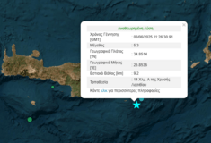 Σεισμός τώρα 5,3 Ρίχτερ νότια της Κρήτης