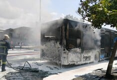 Βόλος: Φωτιά σε αστικό λεωφορείο