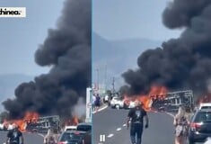 Τροχαίο δυστύχημα στην Ξάνθη: Αυτοκίνητο και φορτηγό συγκρούστηκαν και τυλίχθηκαν στις φλόγες