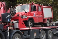 Νέα Χαλκηδόνα: Τροχαίο ατύχημα με ανατροπή πυροσβεστικού οχήματος