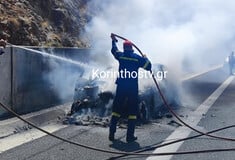 Νεμέα: Βίντεο από τη στιγμή που ΙΧ τυλίγεται στις φλόγες εν κινήσει